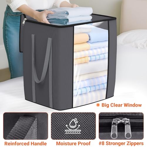 TasticTotes 120L Extra Large Blanket Clothes Storage Bags, Gray, 1 Pack - Image 4