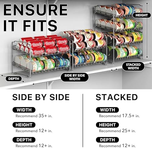 Simple Houseware 2 Tier Stackable Can Rack, Silver, 2 Pack - Image 3