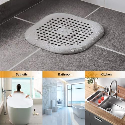 Bovinde Hair Drain Catcher Square for Shower 4PCS (Grey Aluminium White) - Image 5