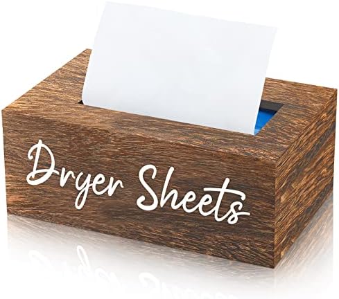 Blulu Dryer Sheet Holder for Laundry Room Wooden Dryer Sheet Container Sheets Dispenser Box Wooden Container Modern for Organizing Fabric Laundry Pods, 7.87 x 4.72 x 2.75 Inches(Dark Brown) by Blulu