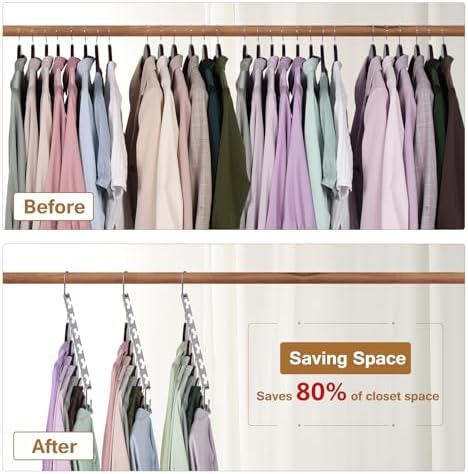 Space Saving Hangers for Clothes 20 Pack, Sturdy Metal Hangers Wardrobe Organizer, Magic Cascading Hanger, Closet Space Saver Closet Organizers and Storage - Image 2