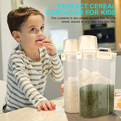 Uppetly Rice Airtight Dry Food Storage Containers, BPA Free Plastic Storage Bin Dispenser with Pourable Spout, Measuring cup for Cereal, Flour and Baking Supplies, Include a Stainless Steel Whisk - Image 6