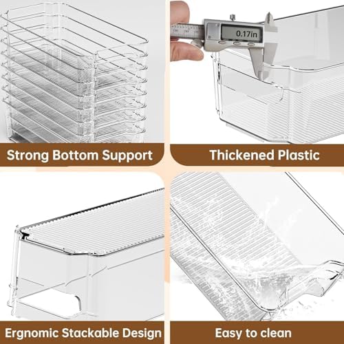 Clear Fridge Organizer, Refrigerator Organizer Bins with Handle, Freezer, Kitchen Cabinet, Pantry Organization, BPA Free Fridge Organizers (12.4 inch 6 Pack) - Image 3