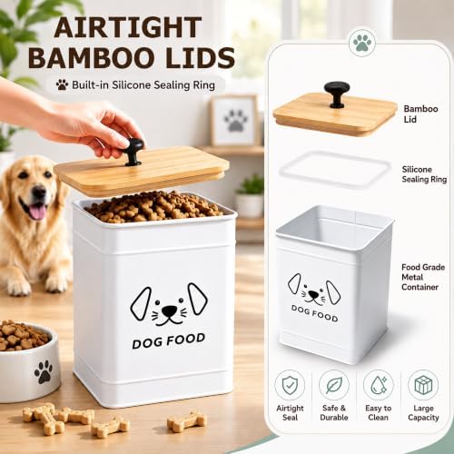 Dog Food Storage Container 6.7"W x 9.3"H Airtight Metal Canister - Image 4
