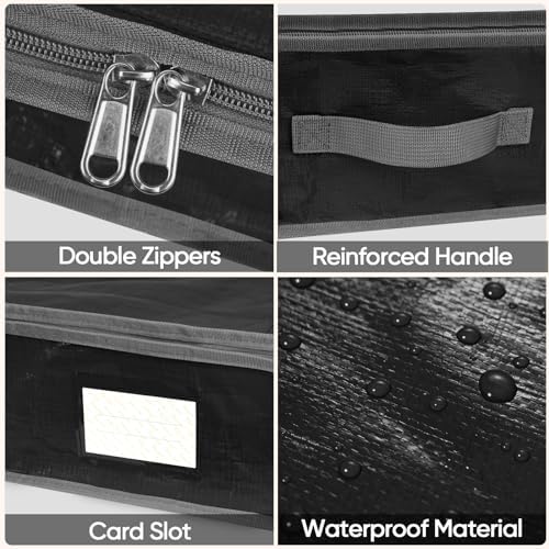 BALEINE Soft Christmas Wrapping Paper Storage Bag, 40" Durable PE Gift Wrap Storage Bag with Flexible Partitions and Pockets for Ribbon, Accessories (Black) - Image 3