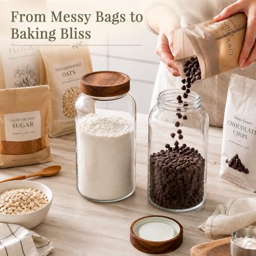 CONNOO 3Pcs-93oz Large Cereal Containers Storage with Acacia Wood Lids - Image 2