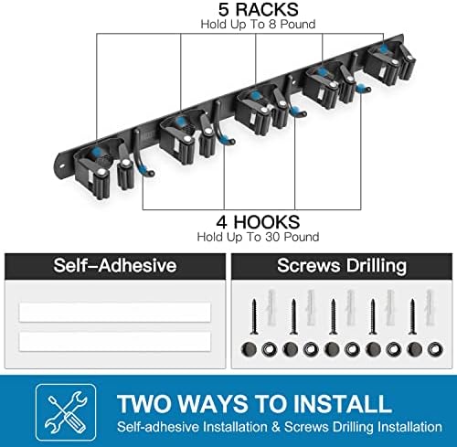 IMILLET Broom Holder Wall Mount,Heavy Duty Garage Organization Broom Hanger - Image 6