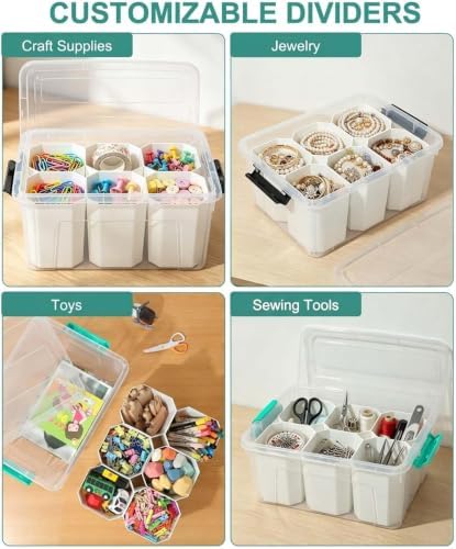 NUMIFUN 17QT Clear Storage Bins with Lids & Dividers for Crafts - Image 3