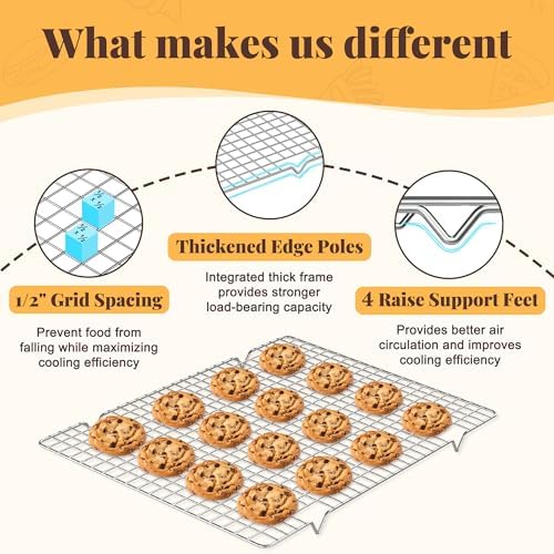 2 PCS Grid Wire Baking Cooling Racks, 11.65" x 16.85", Silver - Image 3