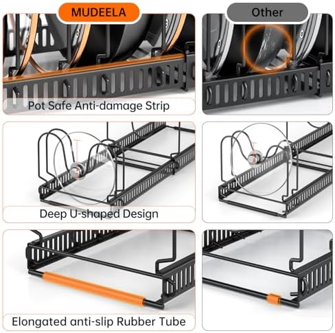 MUDEELA Expandable Pot Pan Lid Organizers inside Cabinet, 10 Divider 2-Pack - Image 5