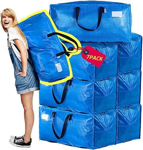 AlexHome Heavy Duty Extra Large Moving Bags,Storage Totes for Moving,Reusable Plastic Moving Boxes,Packing and Moving Supplies,Cloth Containers (Set of 7) by AlexHome