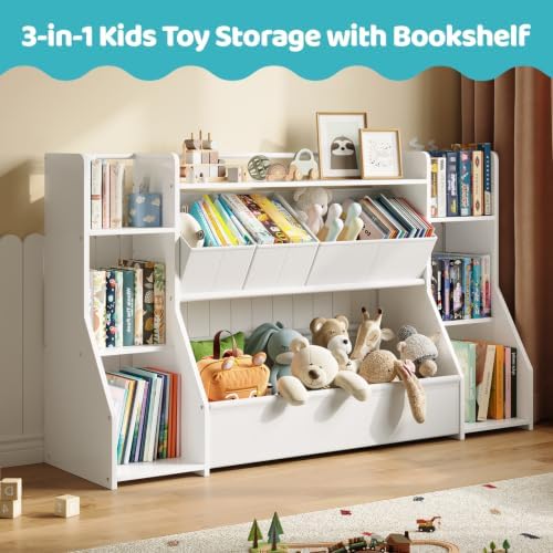 FOUCSSOMEI Kids Bookshelf and Toy Storage Organizer with Large Toy Box - Image 5