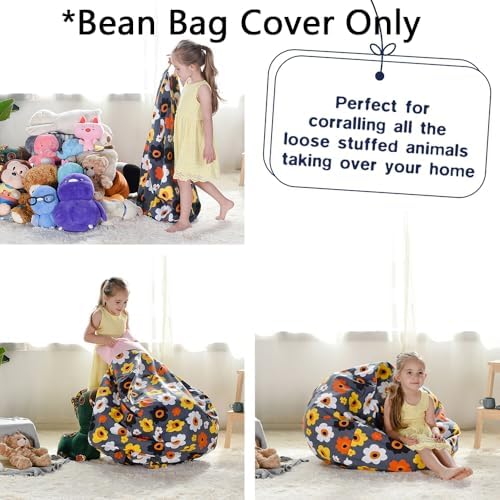 YuppieLife Stuffed Animal Storage Bean Bag Cover, 38" Velvet Toy Organizer - Image 2