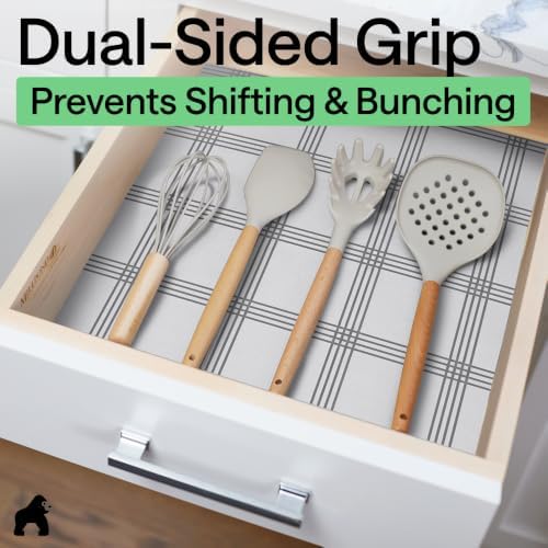 GORILLA GRIP Shelf Liner, Kitchen Drawer Protector 12x120 Stripe Gray White - Image 4