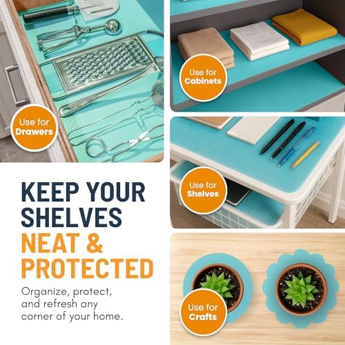 Refrigerator Liners for Shelves (16 Pack) by Linda’s Essentials - Non-Adhesive Shelf or Drawer Liner, BPA-Free Fridge Mats for Kitchen & Cabinets, Easy to Clean, Ideal Household Essentials (Blue) - Image 6