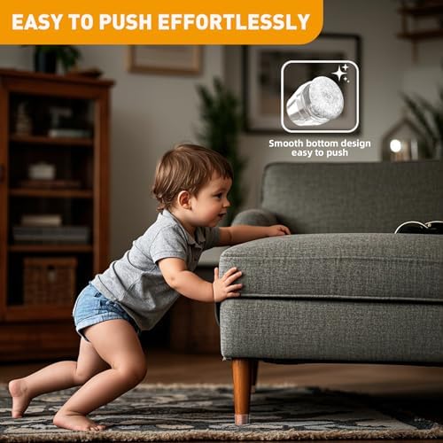 Chair Leg Protectors for Hardwood Floors,Fit: 0.9-1.15",Clear. - Image 6