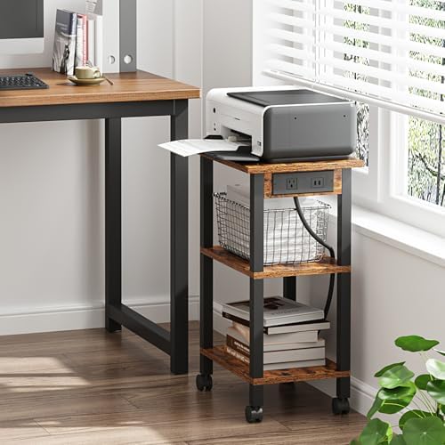 TUTOTAK Printer Stand, 3 Tier Rolling Printer Cart with Charging Station - Image 2