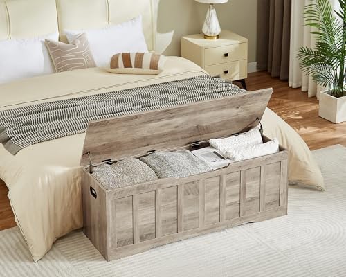 VANKILEY 51.2" Storage Chest Extra Large,Wooden Storage Bench(Greige) - Image 5