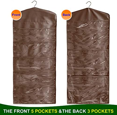 ProPik Hanging Double Sided Gift Bag Storage Organizer with Multiple Front and Back Pockets - Organize Your Gift Wrap, Tissue Paper, and Paper Bags 38 x 16 Inch PVC (Brown) - Image 2
