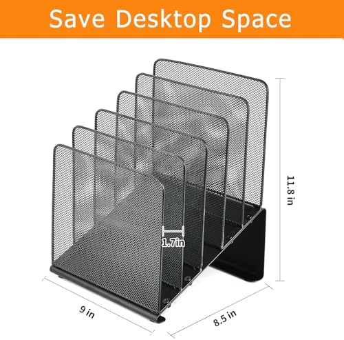 LEKETREE File Organizer for Desk, File Folder Organizer with 5-Section Vertical Rack, Suitable for Home Office Document Organization and Storage(Black) - Image 2