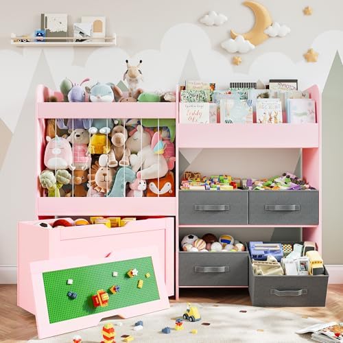 51.1" W Toy Storage Organizer with Stuffed Animal Storage, Wooden by VortinT