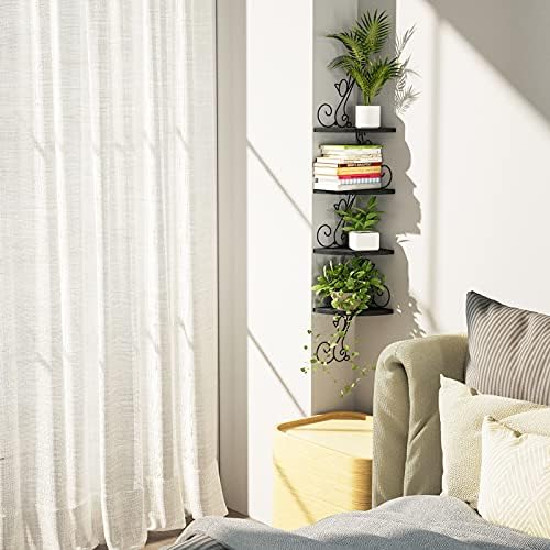 Alsonerbay 4-Tier Cat Shaped Corner Floating Shelf Wall Mount, Black - Image 2