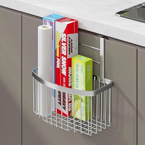 304 stainless steel Storage Basket, Wall Mounted Kitchen Bathroom, Hanging Cabinet Door Storage Basket, no Drilling, Strong Bearing, Suitable for Home by MINGFANITY