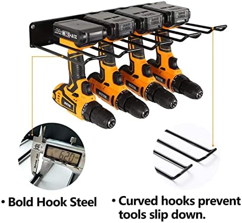UU-Major Power Tool Organizer with Charging Station,Drill Holder Wall Mount,Garage Storage Shelves for Organization and Storage,Heavy Duty Pegboard Wall Organizer Set Solid Metal Black 2 Pack 4 Set… - Image 5