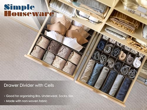Simple Houseware 4-Pack Drawer Organizer Set for Underwear/Socks/Bra, Brown - Image 6