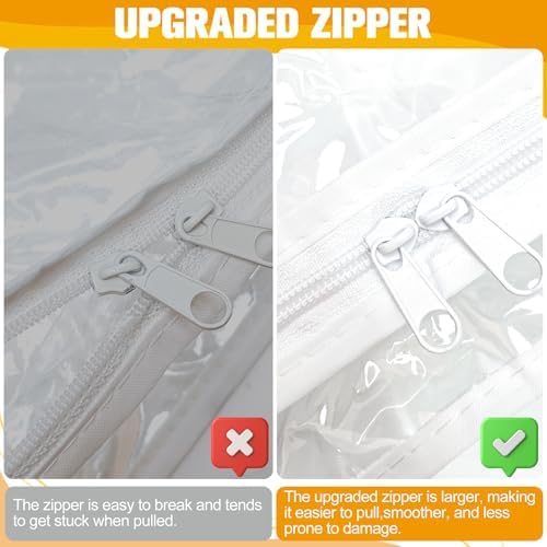 Plastic Storage Bags with Easy-Glide Zipper, Pack of 6, Durable Clear Vinyl Zippered Storage Bags for Clothes Sweaters Comforters Blankets Sheets Bedding (23.6 x 16.9 x 13.8 Inch, Transparent White) - Image 4