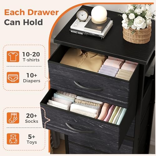 Sweetcrispy Tall Fabric Dresser for Bedroom, 6 Drawer Chest of Drawers - Image 4