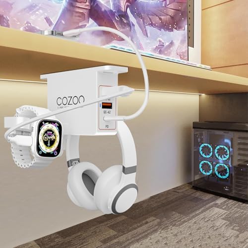 cozoo Desk Headphone Holder Hook Headset Watch Cable Bag Storage White - Image 3