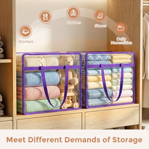 4 Pack Clear Storage Bags for Clothes, 45L Closet Organizers and Storage - Image 4
