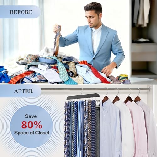 Tie Rack Hanger for Closet,2 Blet Organizer for Men with 20 Foldable Hooks - Image 2