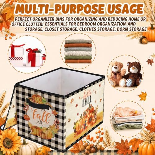 Briwooody Fall Pumpkin Storage Bin with Lid and Carrying Handle Storage Box - Image 5