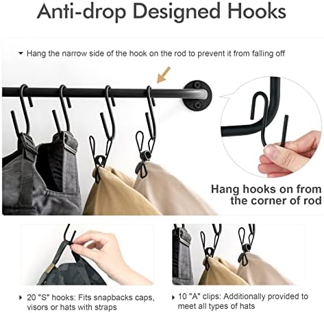Mkono Hat Organizer Hat Rack for Wall Storage Holder with 20 Hooks Set of 2 - Image 3