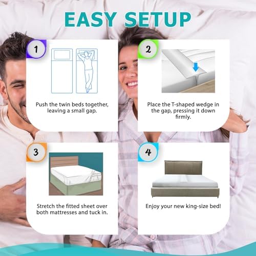 2-in-1 Bed Bridge Twin/Twin XL to King with Attached Sheet – Split Bed Gap Filler & Twin to King Bed Converter (Patent Pending) - Image 6
