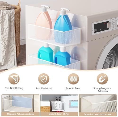 Magnetic Shelf for Washing Machine, White, 13.39''L*5.12''W*3.74''H - Image 4