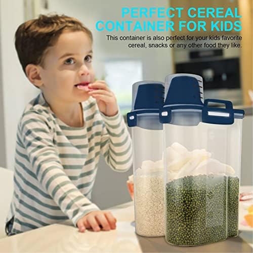 Uppetly Rice Airtight Dry Food Storage Containers, BPA Free Plastic Storage Bin Dispenser with Pourable Spout, Measuring cup for Cereal, Flour and Baking Supplies Blue - Image 5