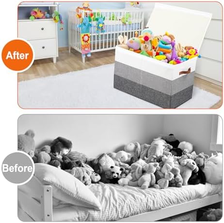 Mayniu Toy Box Storage Chest with Divider, Large Sturdy Toy Bin Organizer Basket with Lid for Kids, Boys, Girls, Nursery, Living Room, Bedroom, Playroom, Closet, 25"x13" x16"(Gradient Grey) - Image 6