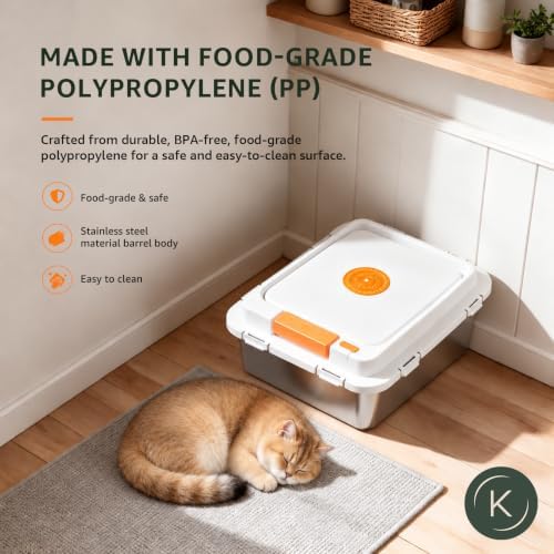 kotlie 11 lb Airtight Stainless Steel Cat Dog Food Storage Container PP Lid - Image 2