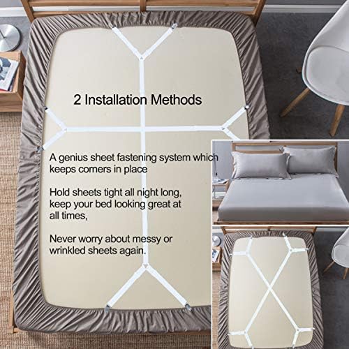 Sheet Fasteners Suspenders Straps - Adjustable Crisscross Bed Sheets Holder Clips Elastic Band Sheet Keeper Stays Grippers,2Pcs/Set White - Image 3