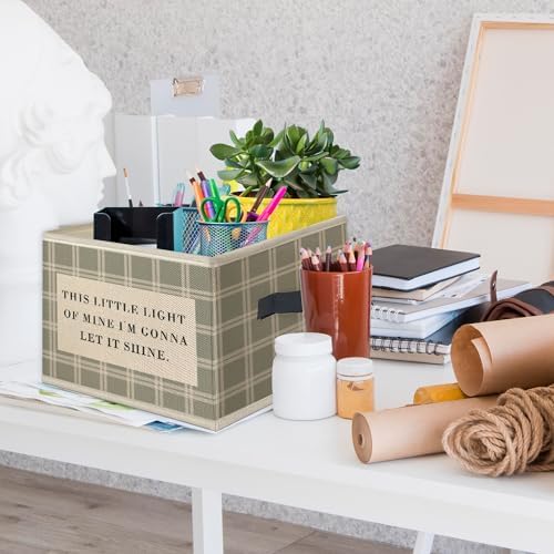 Kids Nursery Foldable Storage Bins Box with Handles, This Little Light of Mine I'm Gonna Let It Shine Collapsible Toys Books Clothes Organizer Basket for Kids Nursery Room Bedroom Bathroom - Image 3