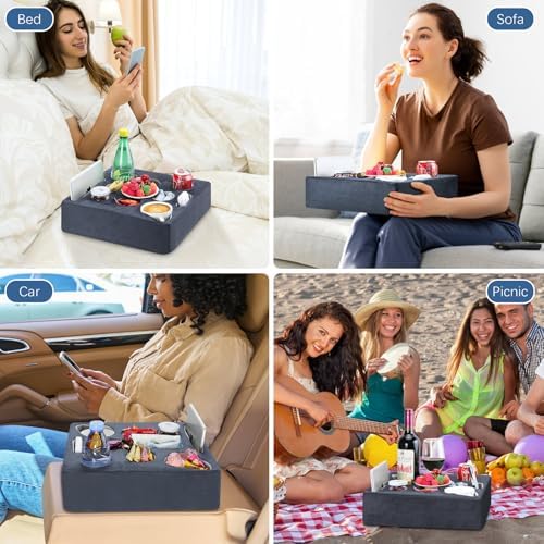 MoKo Couch Cup Holder Pillow, Sofa Bed Cup Holder for Drinks, 7 Slot Tray Couch Drink Holder, Couch Caddy for Remote, Snacks, Drinks, Tablet, Cup Holder for Couch, Bed, Rv, Tv, Car, Man Cave, Boat - Image 7