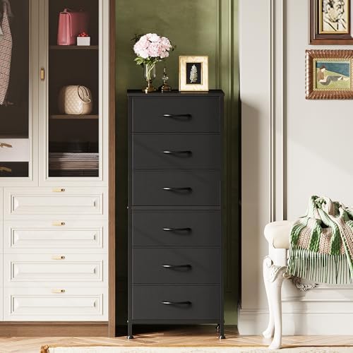 WLIVE Tall Dresser for Bedroom, 6 Drawer Dresser, Black - Image 4