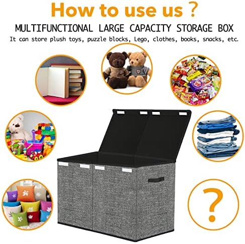 Pantryily Large Foldable Toy Storage Box with Lid,Plush Toy Organizer Chest - Image 5