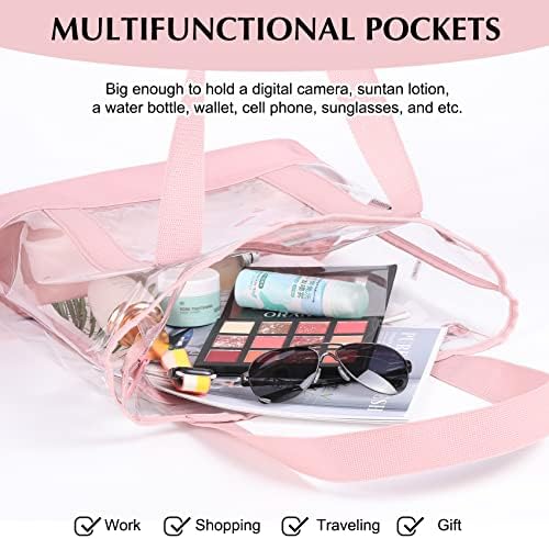 BORMELUN clear tote bag,Purse handle with zipper for work plastic transparent see through women - Image 2