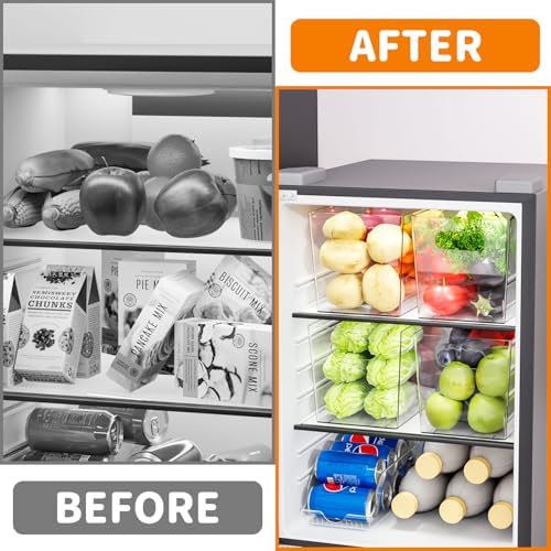6 Pack Plastic Clear Bins for Organizing- With Handle -11″ Large Pantry Organizer Bins for Shelves Snack,Food or Cleaning Supplies,Fridge Organizers and Storage,Acrylic Kitchen Storage Containers - Image 2
