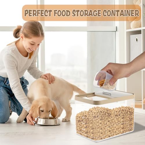 CIEOVO 2 Pack Airtight Dog Food Storage Container, 10Lbs Clear Pet Dog Food Storage Bin with Measuring Scoops for Rice Grain Pet Dog Cat Bird Dog Treat Storage Food Fresh - Image 5