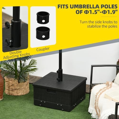 Outsunny 2-in-1 Outdoor Umbrella Base, Planter Box, 175 lbs. Capacity Black - Image 5
